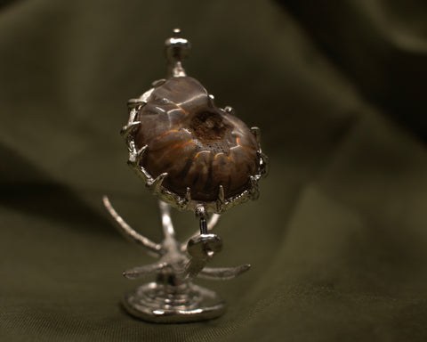 This but More: Sterling Silver Rotating Base with Ammolite Fossil [NAFF022]